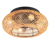 Reality Leuchten Ventilatore LILLESAND R67302126, nero opaco/marrone, 15W, 4x E27, telecomando incluso
