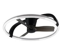 Reality Leuchten Ventilatore STOCKHOLM R64262132, nero opaco, metallo, 25W, 2700K - 6500K, 4300lm, pale richiudibili, telecomando incluso, dimmerabile, luce notturna