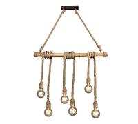 Sospensione WILMA barra bambù con corde 6 luci R30130626