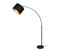 Reality, Piantana, Bolivia 1xE27, max.10,0 W Tessuto, Nero oro, Finitura: Metallo, nero opaco L:35,0cm, A:171,0cm, Ø:35,0cm, P:120,0cm Interruttore a piede,IP20,Senza illuminante