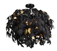 Plafoniera LEAVY foglie lavabili D.70cm nero e oro R60463032