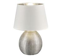 LUXOR LAMPADA TAVOLO GRANDE BASE CERAMICA ARGENTO E PARALUME BIANCO INTERNO ARGENTO H. 35CM D. 24CM ATTACCO E27