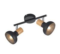 Reality Spot Bar Latika R81522032, Metallo Nero opaco, legno sintetico, escl. 2x E14