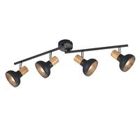 Reality Spot Bar Latika R81524032, Metallo Nero opaco, legno sintetico, escl. 4x E14