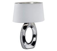Lampada tavolo TABA ceramica argento con paralume bianco e argento R50521089