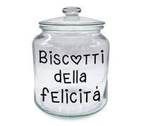 Realizzandoo Biscottiera Barattolo per Biscotti con scritta Biscotti della Felicità, Vetro Trasparente, Capacità 1.9 l, Cookies Muffin Dolci, Frasi divertenti