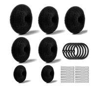 Realizzare Chignon Set,7 pezzi Chignon a Ciambella(4 Dimensioni),10 Elastici per Capelli,20 Clip a Forma di U,Magic Hair Bun Maker,per Bambine e Donne(Black)
