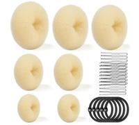 Realizzare Chignon Set,7 pezzi Chignon a Ciambella,5 Elastici per Capelli,20 Clip a Forma di U,per Acconciature Ciambella Chignon Capelli, Ballerine Bambini Ragazze e Donne(Beige)
