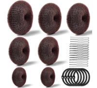 Realizzare Chignon Set,7 pezzi Chignon a Ciambella,5 Elastici per Capelli,20 Clip a Forma di U,per Acconciature Ciambella Chignon Capelli, Ballerine Bambini Ragazze e Donne(Marrone)