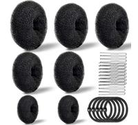 Realizzare Chignon Set,7 pezzi Chignon a Ciambella,5 Elastici per Capelli,20 Clip a Forma di U,per Acconciature Ciambella Chignon Capelli, Ballerine Bambini Ragazze e Donne(Nero)
