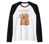 Realizzato da Boba Cute Kawaii Capybara Bubble Tea Lover Anime Maglia con Maniche Raglan