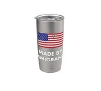 Realizzato da immigrati Bandiera Americana Immigrazione Bicchiere termico in acciaio inox doppia parete