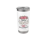 Realizzato nel 1946, regalo floreale per 80° compleanno per donne di 80 anni Bicchiere termico in acciaio inox doppia parete