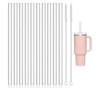 Realjoy 10Pcs Cannucce di Vetro Lunghe 30cm, Cannucce Riutilizzabili pour Stanley Cup 30/40oz, Cannuccia per Borraccia, Cannuccia Trasparente con 2 Spazzole per la Pulizia(10 Rettilinei)