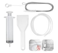 Realjoy 5 Pezzi Kit Pulizia Frigorifero,Kit Pulizia Foro di Scarico Frigorifero,Spazzola per Pulizia+Siringa+Spazzola Morbida+ Raschietto+Tappo del Foro di Scarico,per Pulire il Frigorifero