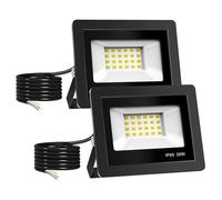 Realky 20W Faretto Led da Esterno 2 Pezzi, Potenti Faretti Led Esterni 2000LM, 24 LED 6500K Bianca Fredda Faro led esterno IP65 - Fari Led Interna ed Esterna per Giardino, Cortile, Garage, Pareti
