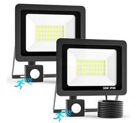 Realky 30W Fari Led da Esterno con Sensore di Movimento 2 Pezzi, IP65 Impermeabile Faretto Led Esterno 3000LM, 40LED 6500K Bianca Fredda - Fari Led Interna ed Esterna per Giardino Cortile Garage