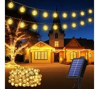 Realky Catena Luminosa Solare da Esterno 100 LED 18m, Luci Solari da Giardino con 8 Modalità e Funzione Memoria, IP65 Impermeabile, Luci Decorative per Terrazzo, Balcone, Gazebo, Festa (Bianco Caldo)