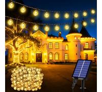 Realky Catena Luminosa Solare da Esterno 200 LED 27m, Luci Solari da Giardino con 8 Modalità e Funzione Memoria, IP65 Impermeabile, Luci Decorative per Terrazzo, Balcone, Gazebo, Festa (Bianco Caldo)