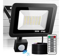 Realky Faretto LED con sensore di movimento, per esterni, 20 W, 2000 lm, 24 LED, super luminoso, IP65, impermeabile, lampada da parete per giardino, garage, casa, cortile (30 Watt, bianco freddo RC)
