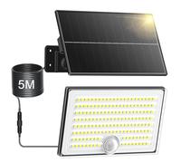 Realky Lampada solare per esterni con sensore di movimento, IP65, impermeabile, con cavo da 5 m, per garage, giardino, cortile, gradini, porte di casa, 1 pezzo