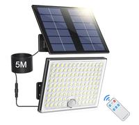 Realky Luce Solare con Sensore di Movimento, Lampada Solare da Esterno con Telecomando, 2000mAh 3 Modes IP65 Impermeabile per Giardino, 1 Pezzo
