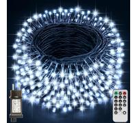 Realky Luci Albero di Natale, 38.2M 320 LED Luci Natalizie da Esterno ed Interno, 8 Modalità con Funzione Memoria e Telecomando Luci di Natale per Giardino, Balcone, Casa, Festa - Bianco Freddo