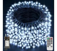 Realky Luci Albero di Natale, 59.8M 500 LED Luci Natalizie da Esterno ed Interno, 8 Modalità con Funzione Memoria e Telecomando Luci di Natale per Giardino, Balcone, Casa, Festa - Bianco Freddo