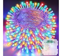 Realky Luci Albero di Natale a Batteria, 21M 210LED Luci Natalizie da Esterno ed Interno, 8 Modalità con Funzione Memoria Impermeabile Luci di Natale per Giardino, Balcone, Festa, Casa - Multicolore