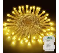 Realky Luci Albero di Natale a Batteria, 5M 50LED Luci Natalizie da Esterno ed Interno, 8 Modalità con Funzione Memoria Impermeabile Luci di Natale per Giardino, Balcone, Festa, Casa - Bianco Caldo