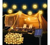 Realky Luci Esterno Energia Solare, 100LED/18M/59FT/8 Modalità, IP65 Impermeabile Catena Luminosa per Giardino Matrimonio Festa(Bianco Caldo+ Funzione di memoria)