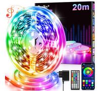 Realky Striscia LED, 20M RGB Luci Camera da Letto, Bluetooth APP Controllato Multicolor Strisce LED, Fancy Led Strip LED Musica Sincronizza per Decorare Scale, Festa, Cucina Casa, Gaming Room