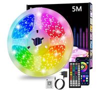 Realky Striscia LED 5 Metri,Led Striscia Colorati Dimmerabile con Controller Bluetooth Musica Sincronizza la Adatto per Interni, Camera da Letto, Decorazioni per Feste e per la Casa