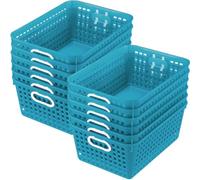 Really Good Stuff - Cesti multiuso in plastica per la scuola o per uso domestico, impilabili in rete, con manici a impugnatura, molti colori disponibili, 33 x 25,4 cm (set di 12 pezzi)