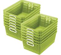 Really Good Stuff Cestini per libri in plastica di grandi dimensioni 13"" x 10"" x 5"" - Confezione da 12 verdi - Cestino portaoggetti multiuso per