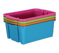 Really Good Stuff - Contenitore impilabile in plastica per libri e organizzatori per aula o uso domestico, in robusto plastica con divertenti colori al neon (set da 4)