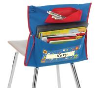 Really Good Stuff Deluxe Chair Pockets with Pencil Case - 6 Pack - Blue/Red