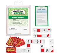 Really Good Stuff Faction Dominoes Centro Numeracy con borsa per riporre oggetti, Pacchetto per imparare - Migliora il riconoscimento delle frazioni con questo divertente gioco Domino - Grades 1-2