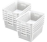 Really Good Stuff Grandi cestini per libri in plastica 13 x 10 x 5 Confezione da 12 contenitori bianchi per libri, aule e giocattoli