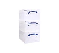 Really Useful Box, scatola portaoggetti, 21 litri, XL , 456 x 356 x 230 mm, trasparente, 3 pezzi