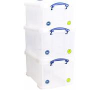 Really Useful Plastic Storage Box 48 Litre Clear (Pack of 3)