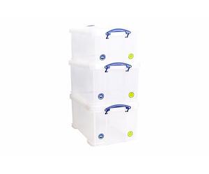 Really Useful Products, contenitore in plastica trasparente, 48 litri, confezione da 3