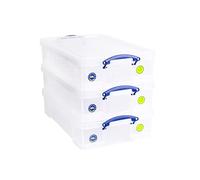 Really Useful - Scatola portaoggetti in plastica, 33 litri, confezione da 3, colore: Trasparente
