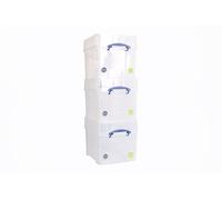 Really Useful - Scatola portaoggetti in plastica, 35 litri, con coperchio XXL, trasparente, confezione da 3