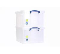 Really Useful - Scatola portaoggetti in plastica, 42 litri, confezione da 2, colore: Trasparente