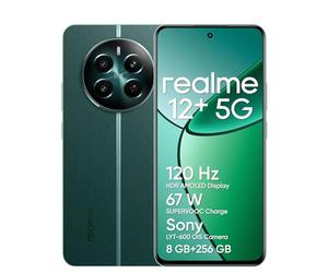 realme 12+ 5G Smartphone 8+256 GB con NFC, Sony LYT-600 OIS, Chipset Dimensity 7050 5G, Display AMOLED da 120 Hz, Smart Touch antipioggia, SUPERVOOC da 67 W, Pioneer Green(no adapter)