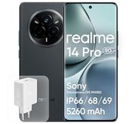 realme 14 Pro 5G, 12+512 GB Telefono Cellulare, Chip Dimensity 7300, Sony IMX882 OIS 50 MP, Schermo Curvo 6,77" 120Hz, Batteria 5260mAh, Impermeabile IP69, Grigio (con Adattatore)