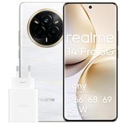 realme 14 Pro 5G, 12+512 GB Telefono Cellulare, Chip Dimensity 7300, Sony IMX882 OIS 50 MP, Schermo Curvo 6,77" 120Hz, Batteria 5260mAh, Impermeabile IP69, Bianco (con Adattatore)