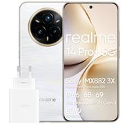 realme 14 Pro+ 5G Smartphone, Cellulare Android, 8+ 256 GB, 6.83", Fotocamera Sony OIS da 50 MP, Design che Cambia Colore Sensibile al Freddo, IP69, Display a 120 Hz, 5260 mAh, Bianco (con Adattatore)