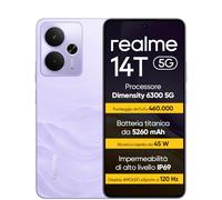 realme 14T 5G Smartphone 8+256 GB, Processore Dimensity 6300 5G, Batteria titanica da 5260 mAh, Ricarica rapida da 45 W, Display AMOLED eSports a 120 Hz, IP69, NFC, Viola
